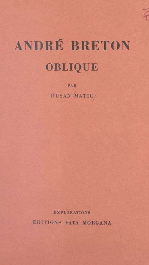 ebook cover of André Breton oblique, by Dusan Mati'C