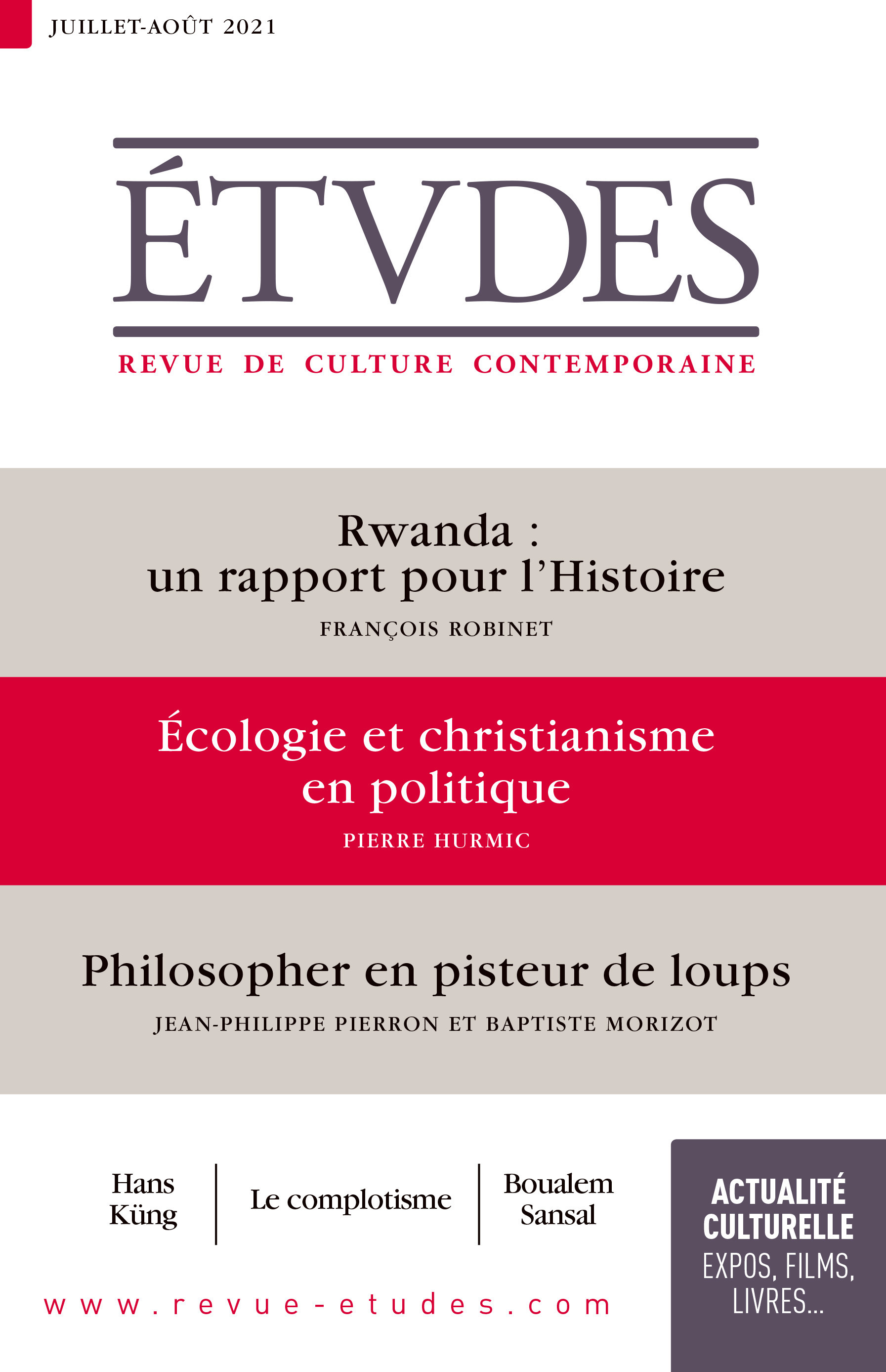 ebook cover of Revue Etudes : Rwanda - Écologie et christianisme en politique - Philosopher en pisteur de loups, by Collectif Auteur