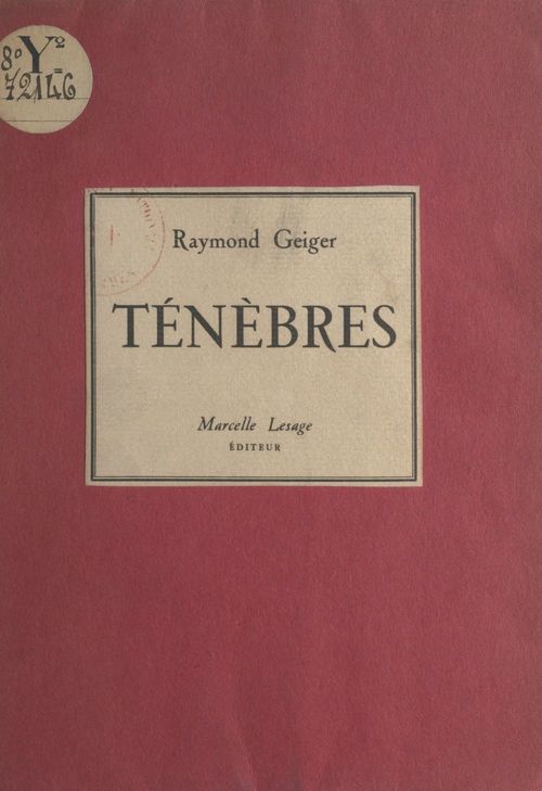 Couverture ebook de Ténèbres, de Raymond Geiger