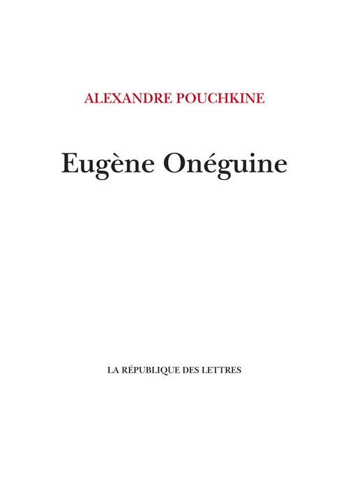 ebook cover of Eugène Onéguine, by Alexandre Pouchkine