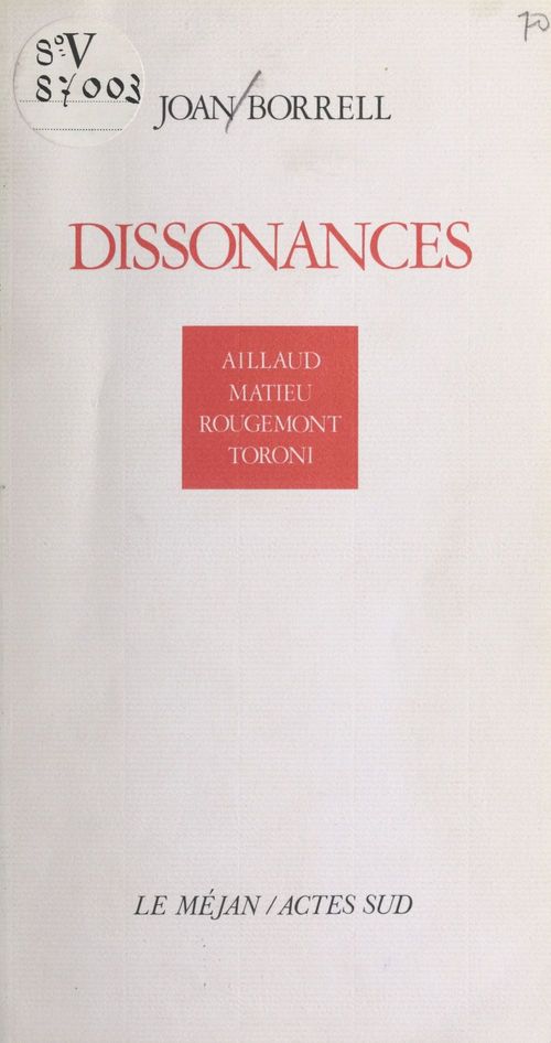 Couverture ebook de Dissonances : Aillaud, Matieu, Rougemont, Toroni, de Joan Borrell