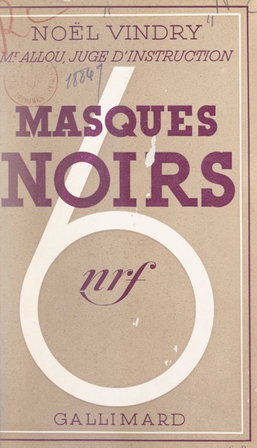 ebook cover of Masques noirs, by Noel Vindry