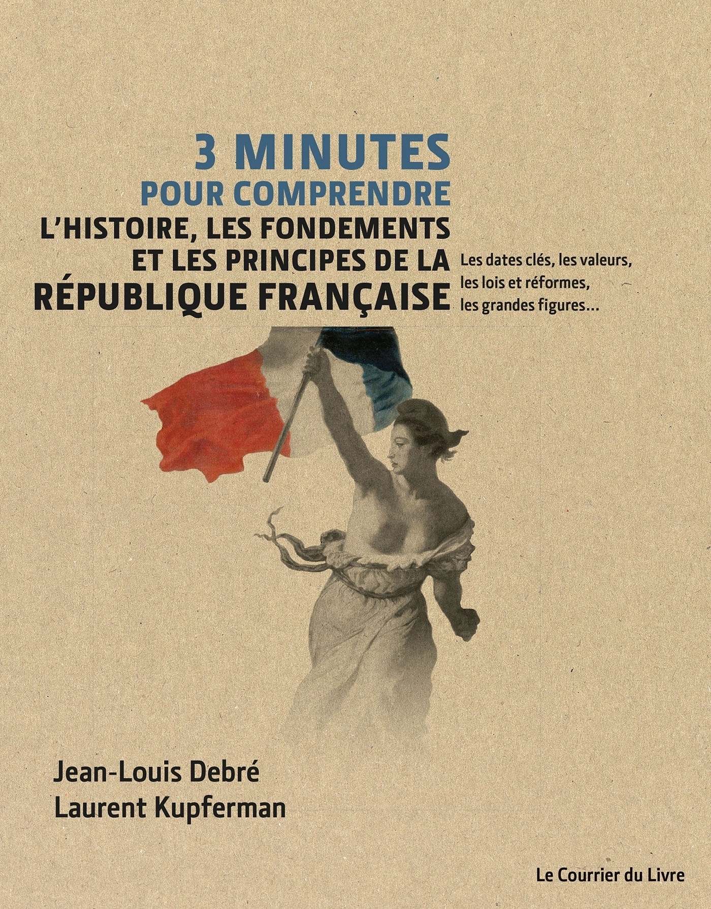 Couverture ebook de 3 minutes pour comprendre l'histoire, les fondements et les principes de la République française, de Jean-Louis Debré, Laurent Kupferman
