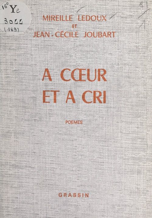 ebook cover of À coeur et à cri, by Jean-Cecile Joubart, Mireille Ledoux