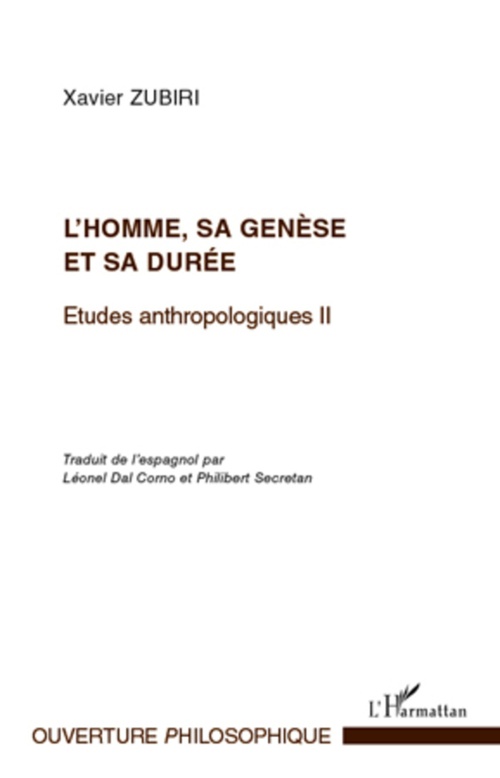 Couverture ebook de L'homme, sa genèse et sa durée, de Xavier Zubiri