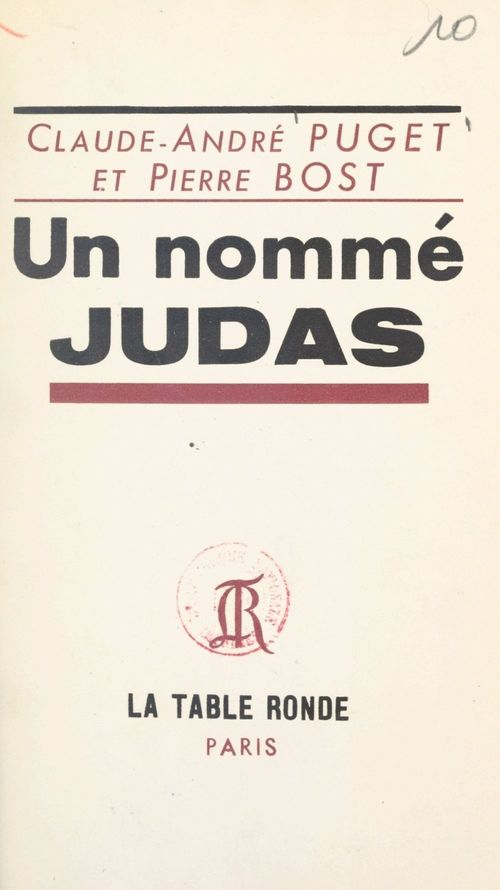 Couverture ebook de Un nommé Judas, de Claude-Andre Puget, Pierre Bost
