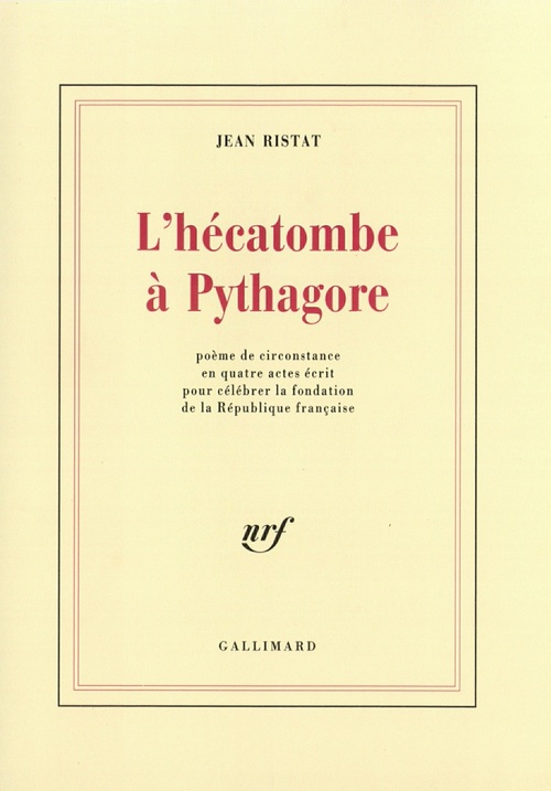 Couverture ebook de L'hécatombe à Pythagore, de Jean Ristat