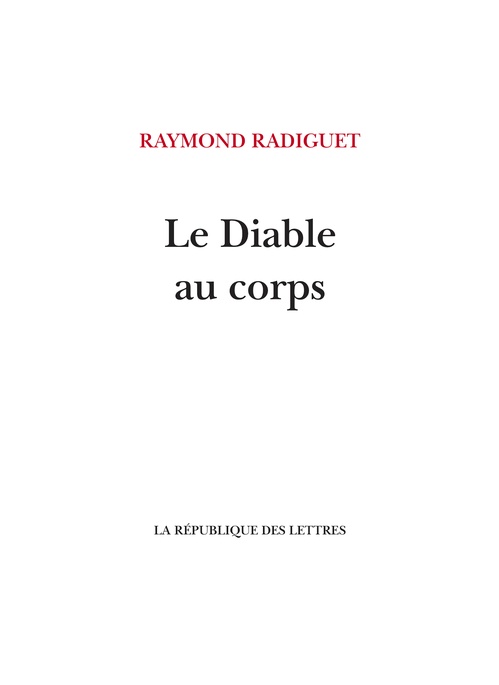 Couverture ebook de Le Diable au corps, de Raymond Radiguet