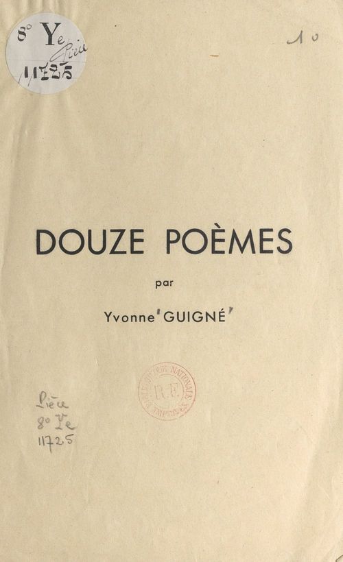 Couverture ebook de Douze poèmes, de Yvonne Guigne