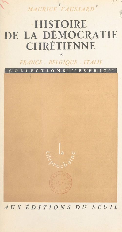 ebook cover of Histoire de la démocratie chrétienne (1), by Maurice Vaussard
