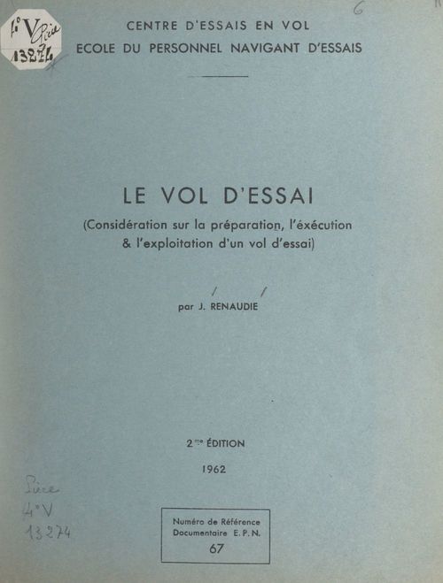 Couverture ebook de Le vol d'essai, de Jean Renaudie
