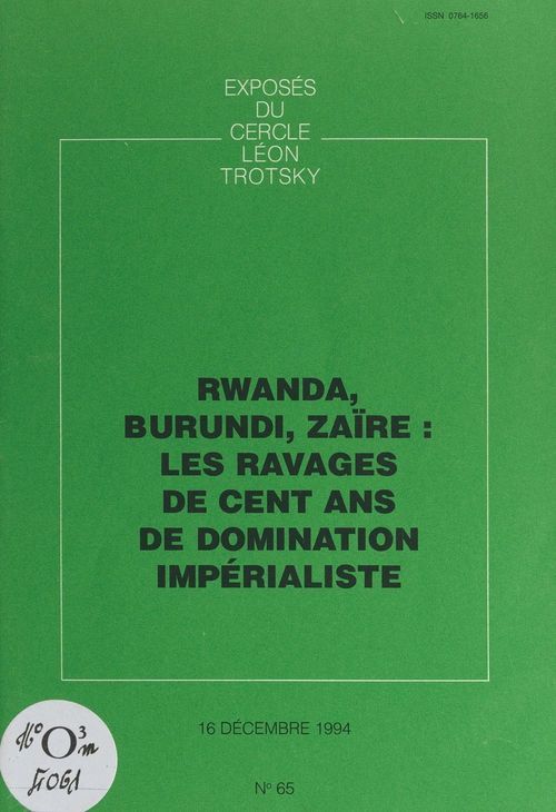 Couverture ebook de Rwanda, Burundi, Zaïre : les ravages de cent ans de domination impérialiste, de Cercle Leon Trotsky