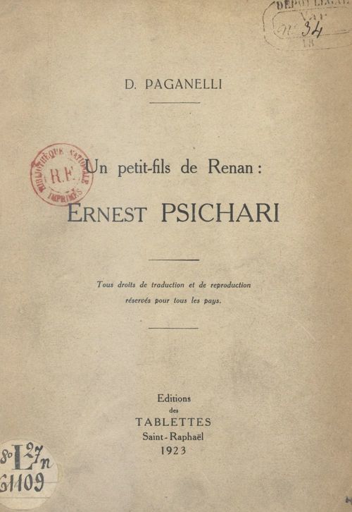 Couverture ebook de Un petit-fils de Renan : Ernest Psichari, de Don Paganelli