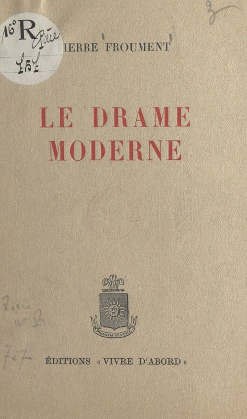 Couverture ebook de Le drame moderne, de Pierre Froument