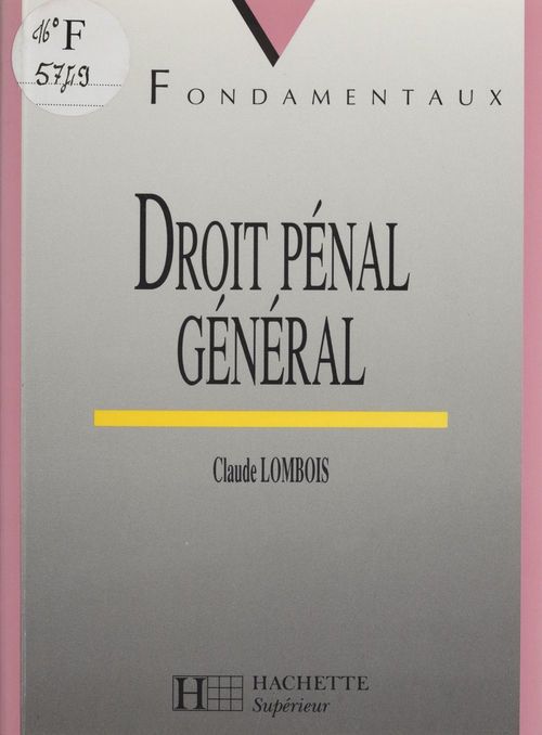 ebook cover of Droit pénal général, by Claude Lombois