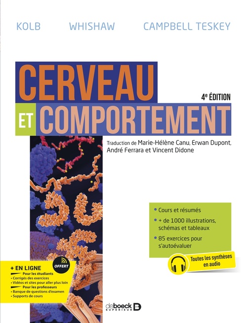 Couverture ebook de Cerveau et comportement, de Bryan Kolb, Ian Q Whishaw, Gordon Campbell Teskey