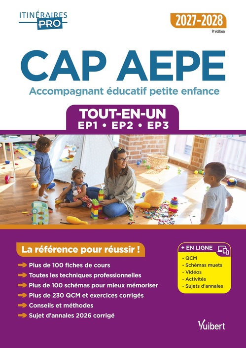 Couverture ebook de CAP AEPE - Accompagnant éducatif petite enfance - Épreuves professionnelles 2027-2028 - Tout-en-un, de Virginie Chateaureynaud, Nelly Lellu, Irène Duchesne