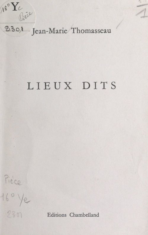Couverture ebook de Lieux dits, de Jean-marie Thomasseau