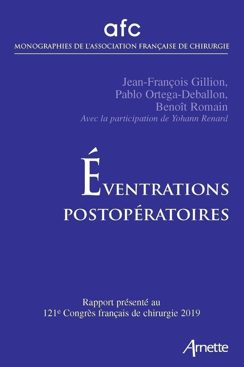 ebook cover of Eventrations postopératoires, by Jean-François Gillion, Pablo Ortega-Deballon, Benoît Romain, Yohann Renard