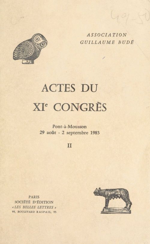 ebook cover of Actes du XIe Congrès (2) : Pont-à-Mousson, 29 août-2 septembre 1983, by Association Guillaume Bude