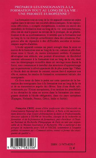 ebook cover of Préparer les enseignants à la formation tout au long de la vie: une priorité européenne?, by Françoise Cros