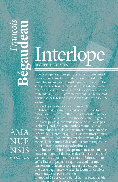 ebook cover of Interlope, by François Bégaudeau