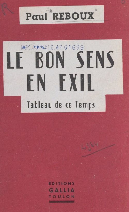 Couverture ebook de Le bon sens en exil, de Paul Reboux