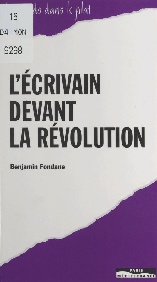 Couverture ebook de L'écrivain devant la révolution, de Benjamin Fondane