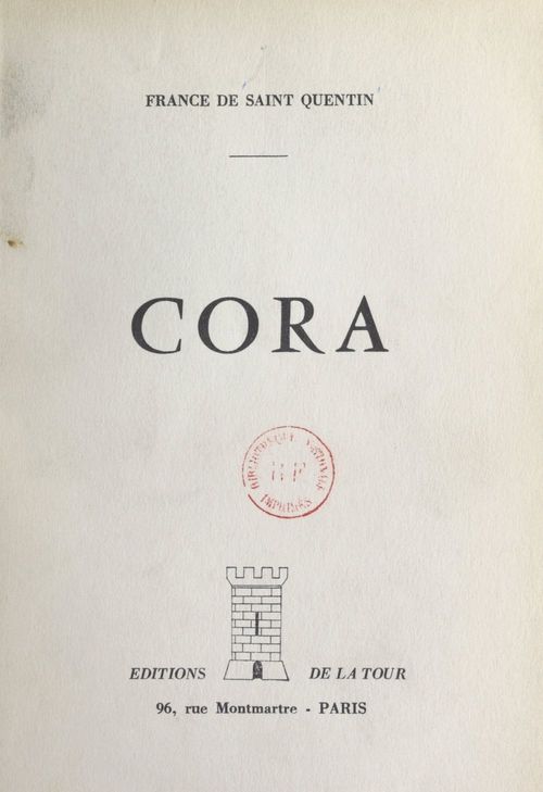 Couverture ebook de Cora, de France De Saint Quentin