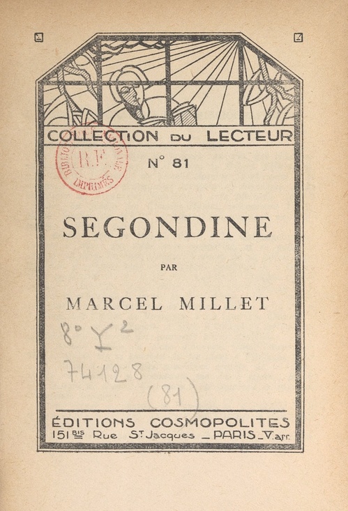 Couverture ebook de Segondine, de Marcel Millet