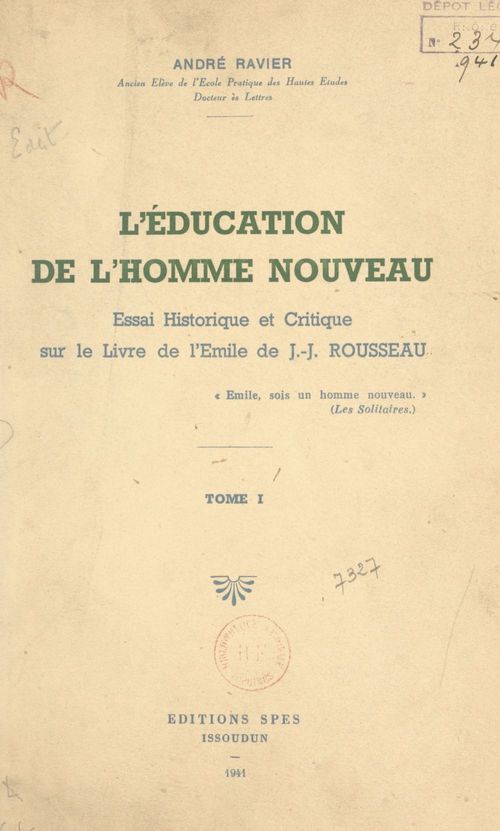 Couverture ebook de L'éducation de l'homme nouveau (1), de André Ravier