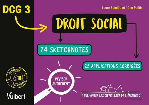 Couverture ebook de DCG 3 - Droit social - Réviser autrement et surmonter les difficultés de l'épreuve, de Laure Bataille