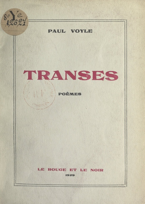 ebook cover of Transes, by Paul Voyle