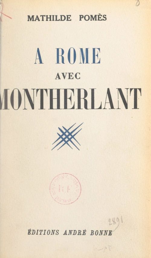 ebook cover of À Rome avec Montherlant, by Mathilde Pomes