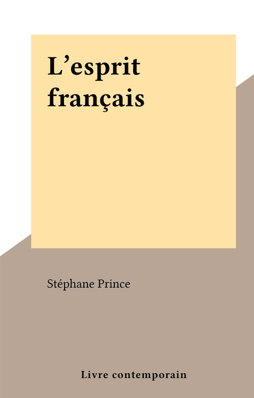 ebook cover of L'esprit français, by Stephane Prince