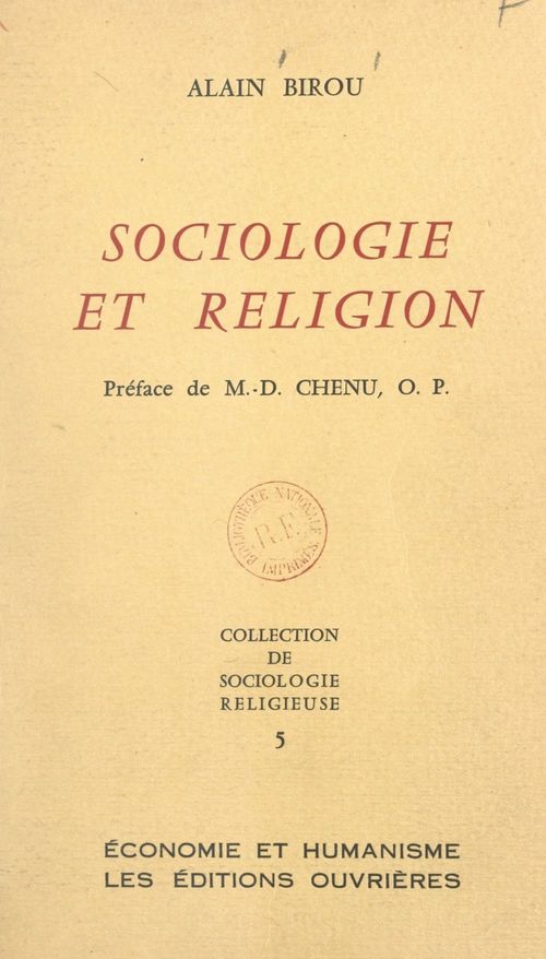 Couverture ebook de Sociologie et religion, de Alain Birou