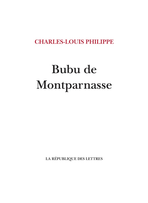 Couverture ebook de Bubu de Montparnasse, de Charles-louis Philippe