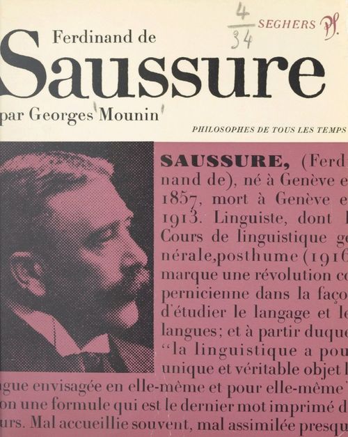 ebook cover of Saussure ou le structuralisme sans le savoir, by Georges Mounin