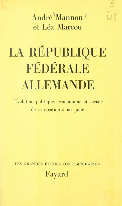 ebook cover of La République Fédérale allemande, by Andre Mannon, Lea Marcou