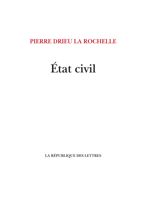 ebook cover of État civil, by Pierre Drieu la Rochelle