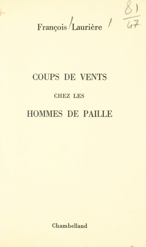 Couverture ebook de Coups de vents chez les hommes de paille, de Francois Lauriere