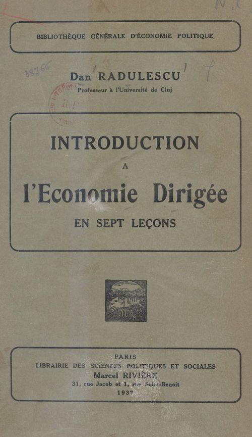 ebook cover of Introduction à l'économie dirigée en sept leçons, by Dan Radulescu