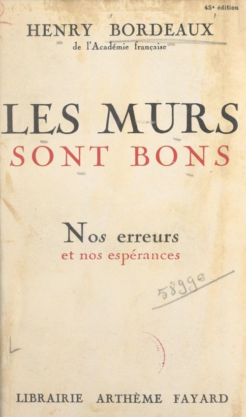 ebook cover of Les murs sont bons, by Henry Bordeaux