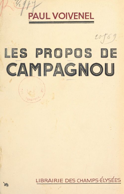 Couverture ebook de Les propos de Campagnou, de Paul Voivenel