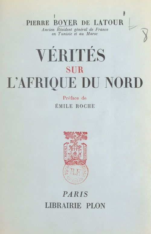 Couverture ebook de Vérités sur l'Afrique du Nord, de Pierre Boyer De Latour