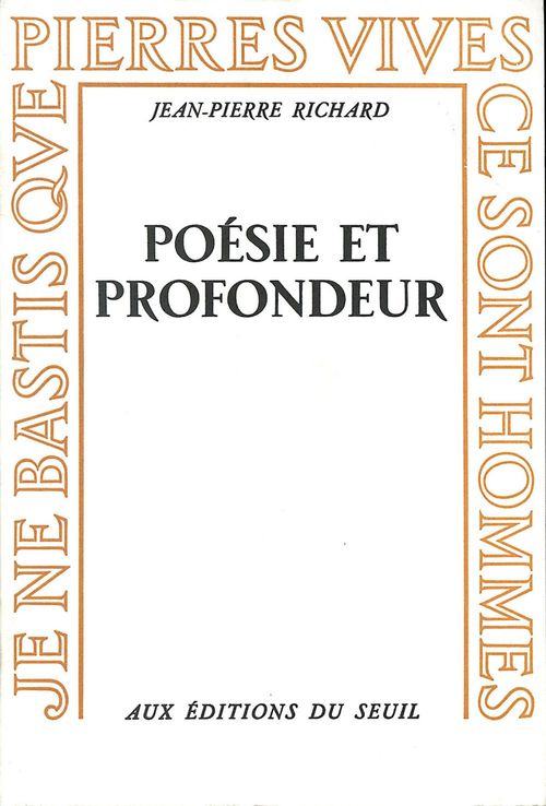 ebook cover of Poésie et Profondeur, by Richard Jean-Pierre
