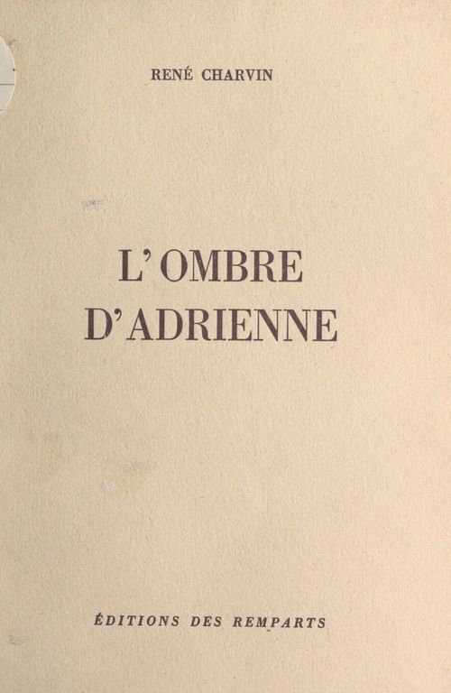 ebook cover of L'ombre d'Adrienne, by Rene Charvin