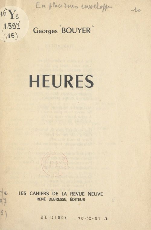 ebook cover of Heures, by Georges Bouyer