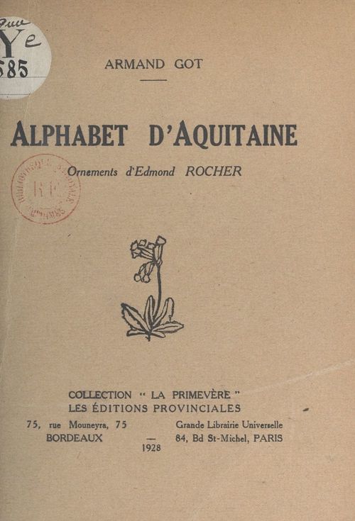 ebook cover of Alphabet d'Aquitaine, by Armand Got