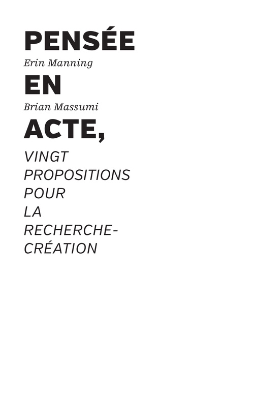 ebook cover of Pensée en acte, by Erin Manning, Brian Massumi